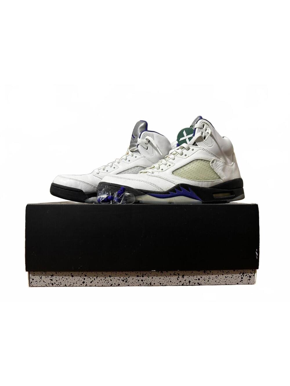Air Jordan 5 Retro White Purple Black Sneakers Size 12